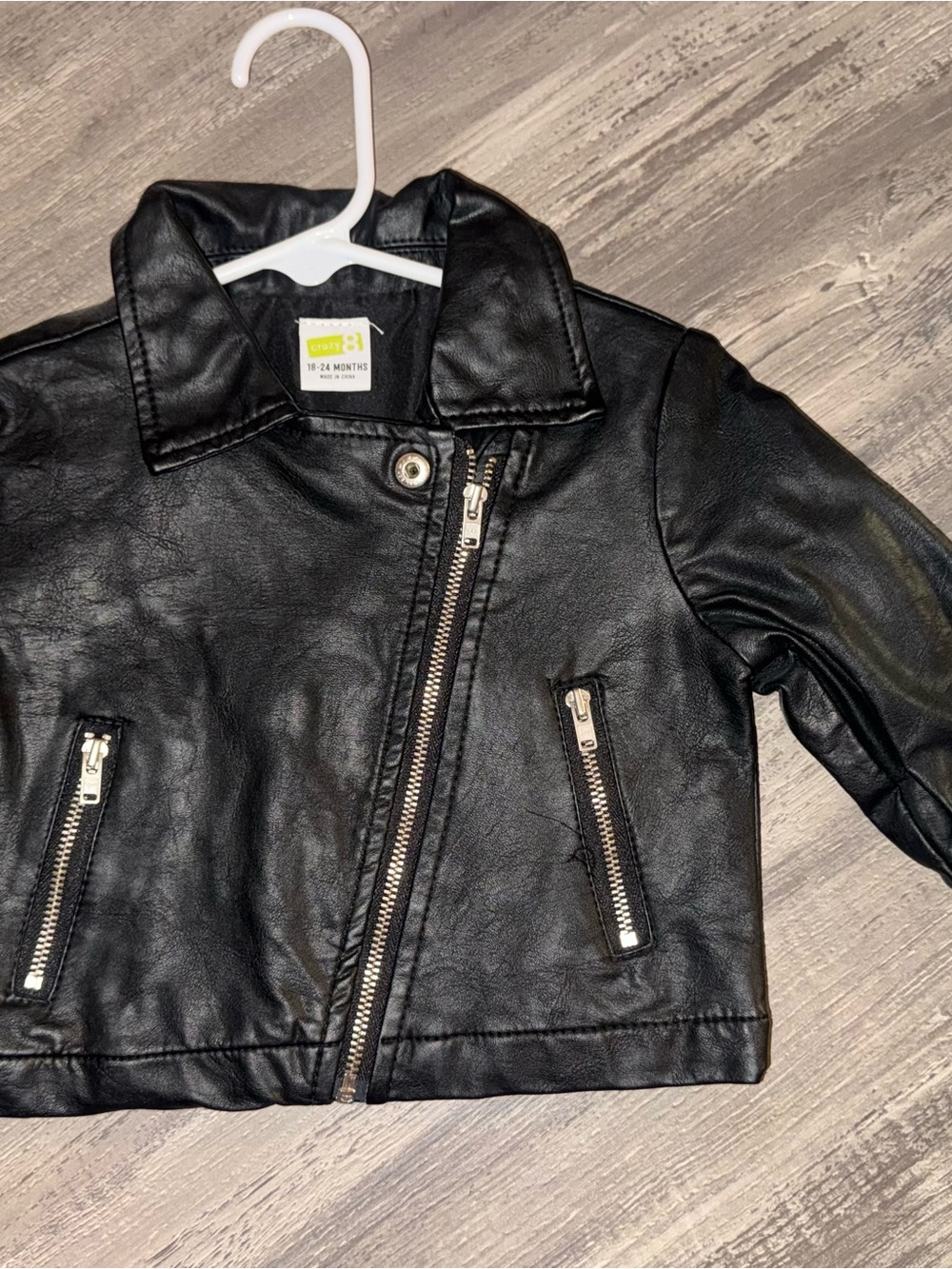 Crazy 8 Black Faux Leather Moto Jacket for Kids
